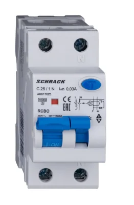 Automatic circuit breaker with RCD C25A/1+N, 10kA, 30mA, type A