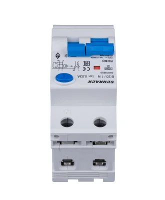 Automatic circuit breaker with RCD B20A/1+N, 10kA, 30mA, type A