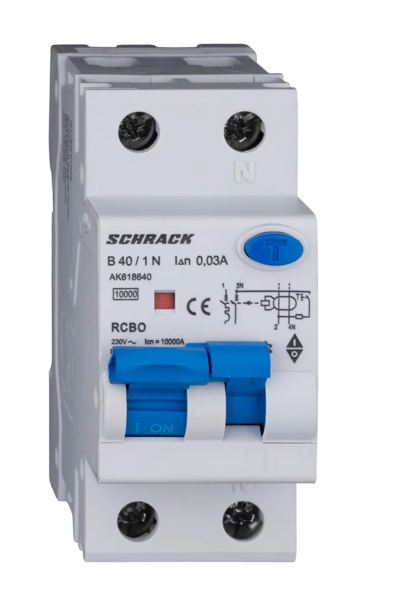 Automatic circuit breaker with RCCB B40A/1+N, 10kA, 30mA, Type A