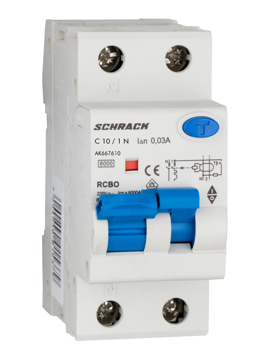 Automatic circuit breaker with RCD C10A/1+N, 6kA, 30mA, type A