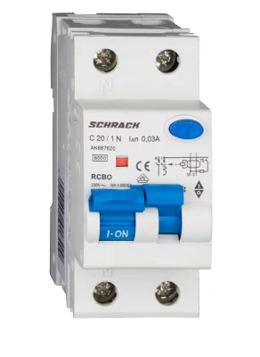 Automatic circuit breaker with RCD C20A/1+N, 6kA, 30mA, type A