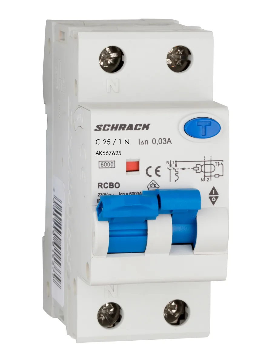 Automatic Circuit Breaker with RCD C25A/1+N, 6kA, 30mA, Type A