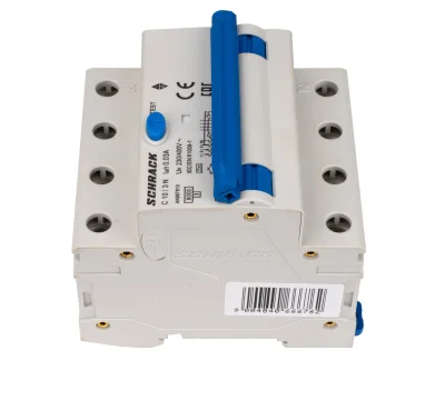 Автоматты өндіктегі сағат ағынын сақтау құрылғысы бар C10А/3+N, 6кА, 30мА, А түрі