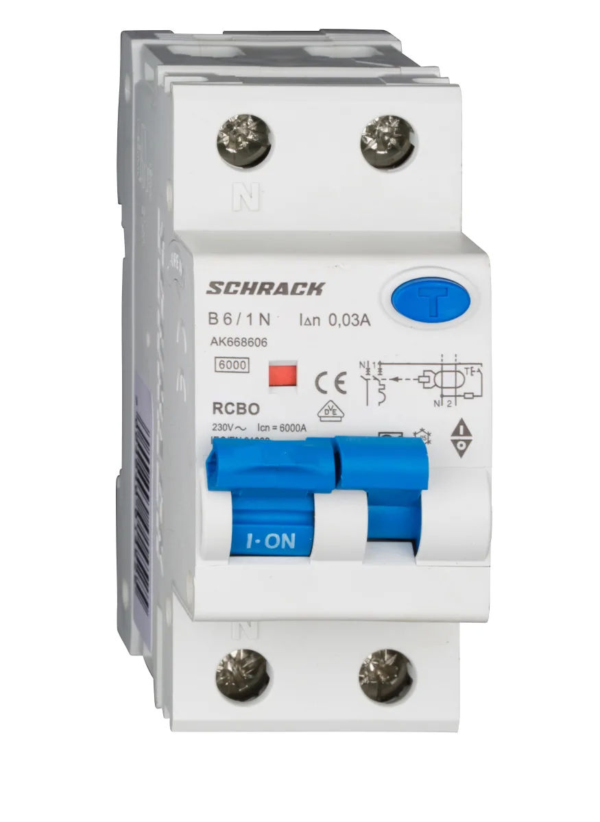 Automatic Circuit Breaker with RCD B6A/1+N, 6kA, 30mA, Type A