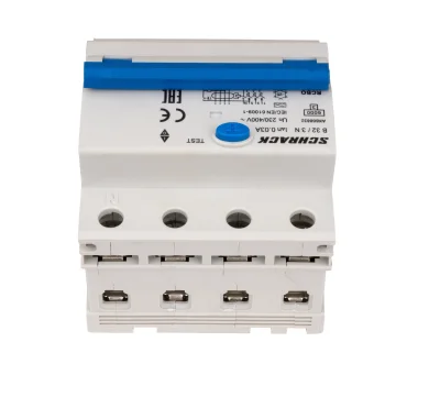 Дифференциалды ток қорғаушысы бар автоматты ажыратқыш B32А/3+N, 6кА, 30мА, А түрі