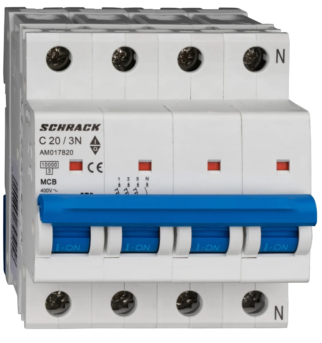 Автоматический выключатель C20А/3+N, 10кА