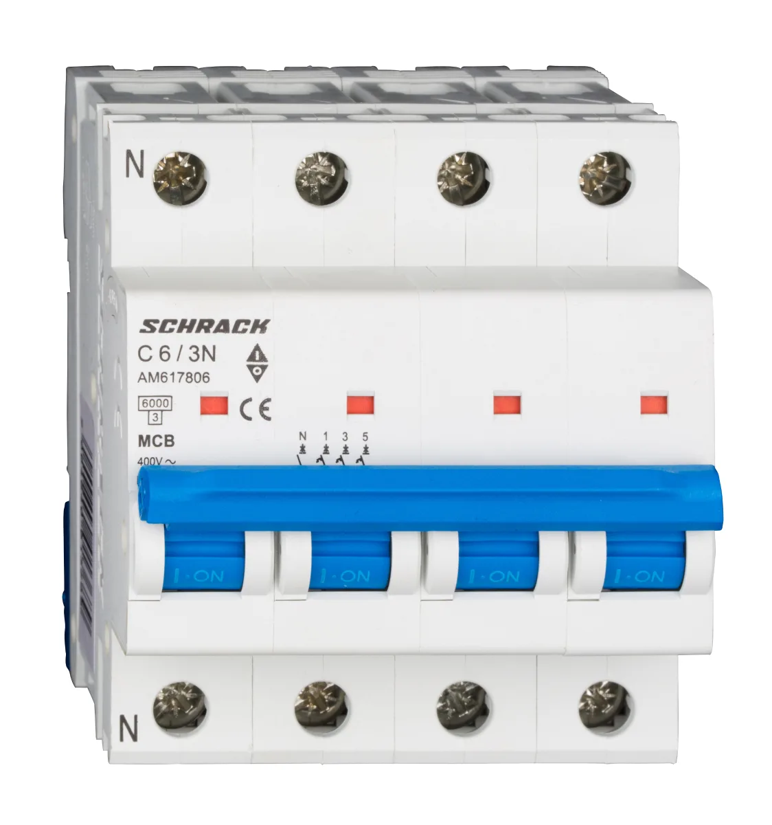 Автоматический выключатель C6А/3+N, 6кА