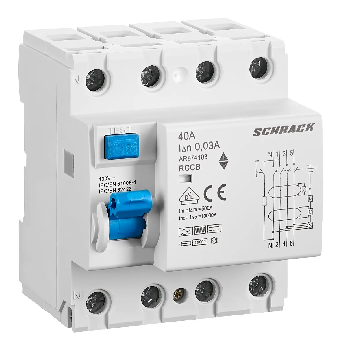 RCD 40A/4, 10kA, 30mA, Type B