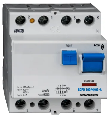 Дифференциалды ток құрылғысы (ДТҚ) 100А/4, 10кА, 100мА, А түрі, BC сериясы