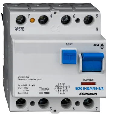 УЗО (ВДТ) 80А/4, 10кА, 300мА, тип А, S, FU, серия B