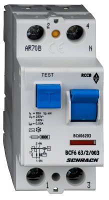 УЗО, 63А/2, 6кА, 30мА, тип АС