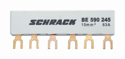 Three-phase busbar for 2×BE5, 45 mm, fork contact
