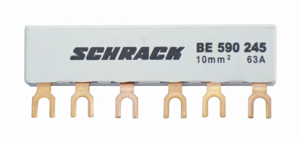 Three-phase busbar for 2×BE5, 45 mm, fork contact