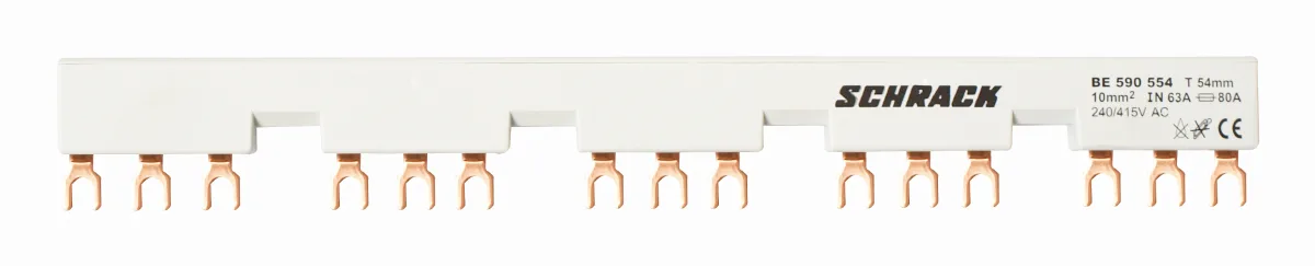 3-phase busbar for 5xBE5, 54mm, fork connection