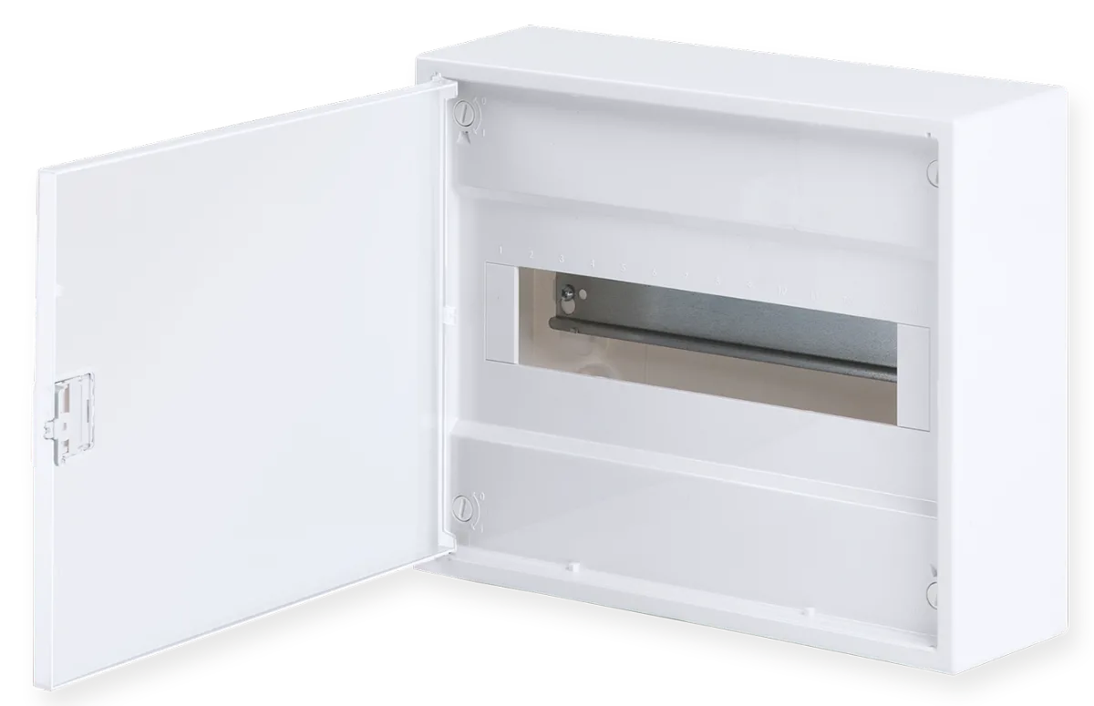 Щит накладной, 1-ряда, 12+2 модуля, металл.дверца, IP30