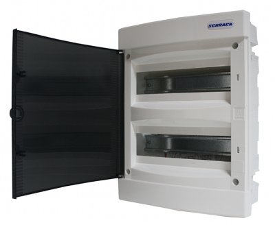 Щит встраиваемый, 2 ряда, 24 мод, прозр.дверца