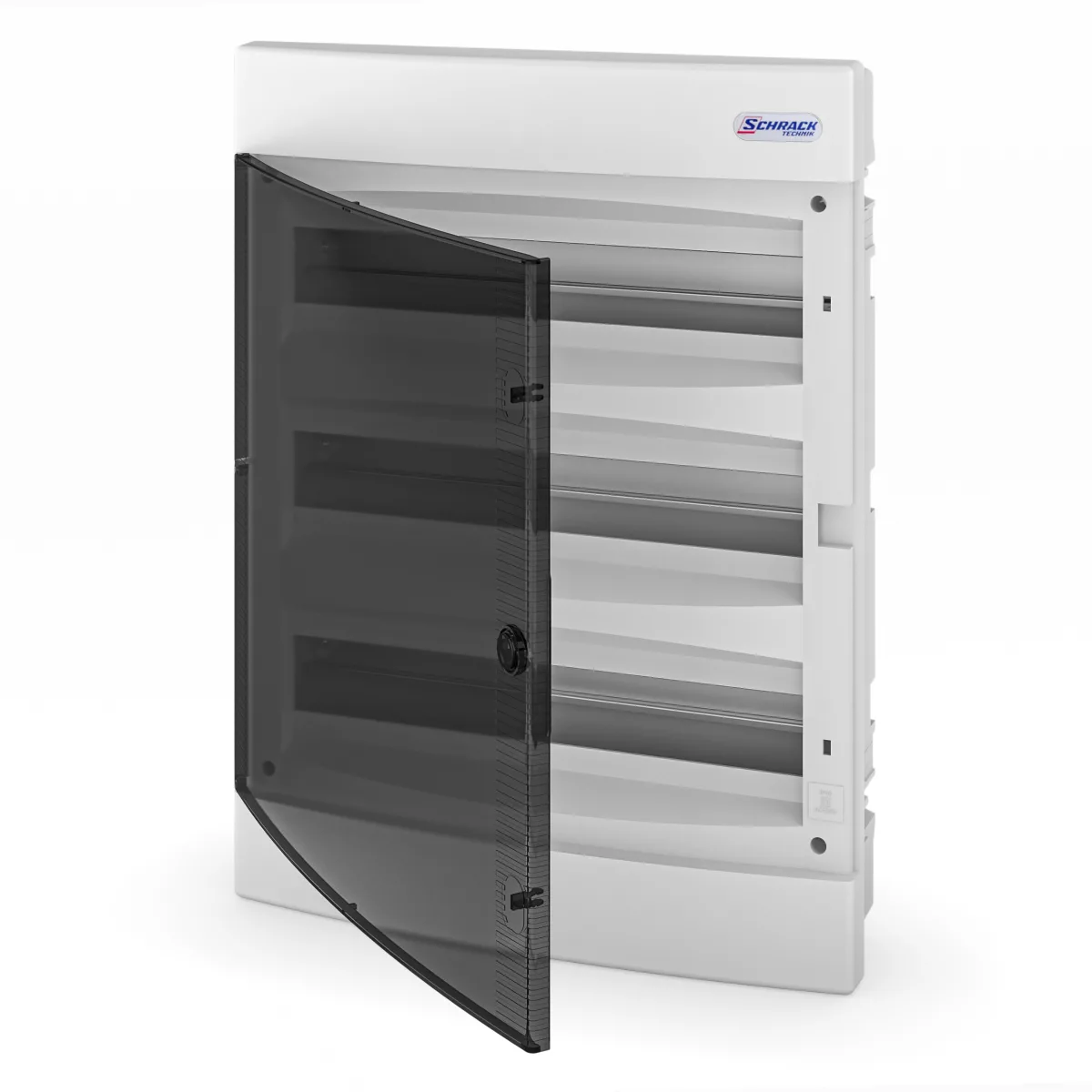 Recessed Distribution Board, 3 Rows, 54 Modules, Transparent Door