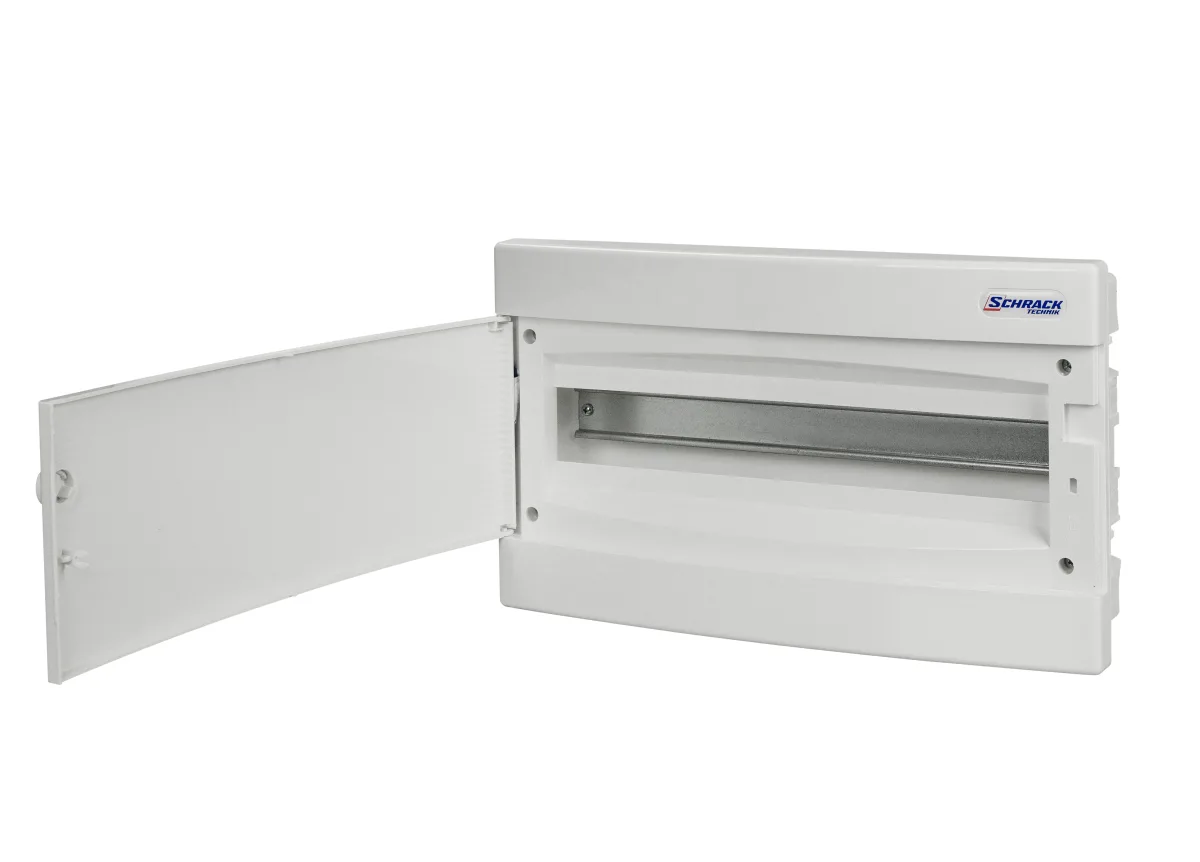 Щит встраиваемый, 1 ряд, 18 модулей, белая дверца