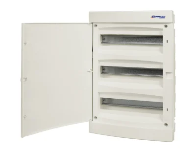 Щит встраиваемый, 3 ряда, 54 модуля, белая дверца