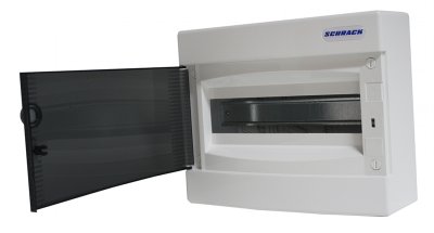 Щит накладной, 1 ряд, 8 мод, прозр.дверца