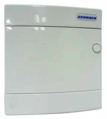 Surface-mounted distribution board, 1 row, 8 modules, white door