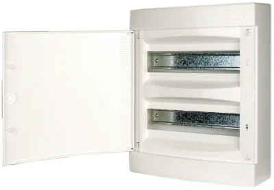 Surface-mounted distribution board, 2 rows, 24 modules, white door