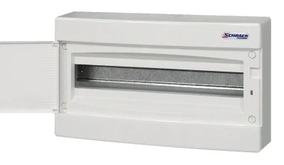 Surface-mounted distribution board, 1 row, 18 modules, white door