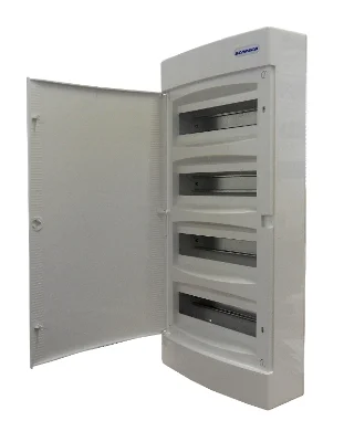 Surface-mounted distribution board, 4 rows, 48 modules, white door