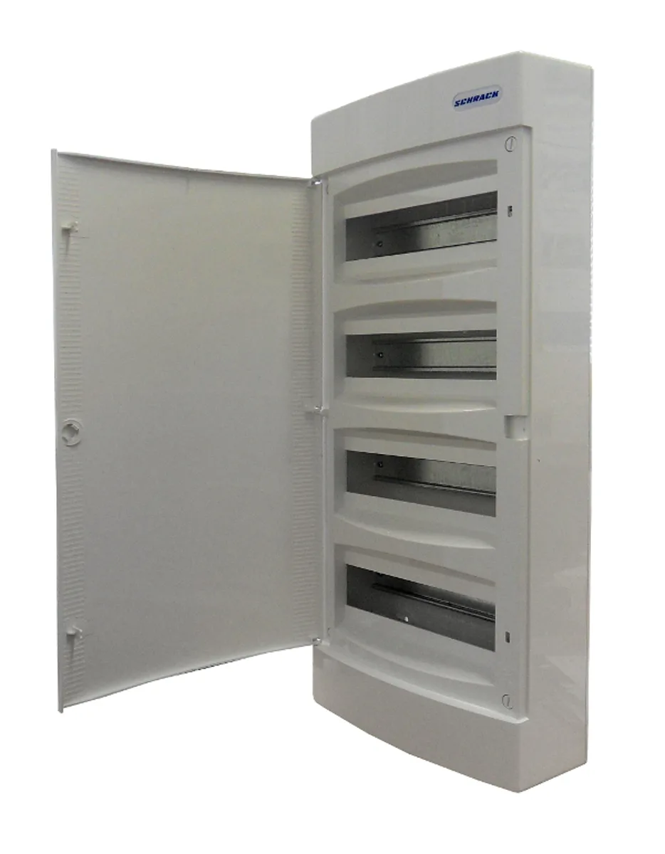 Surface-mounted distribution board, 4 rows, 48 modules, white door
