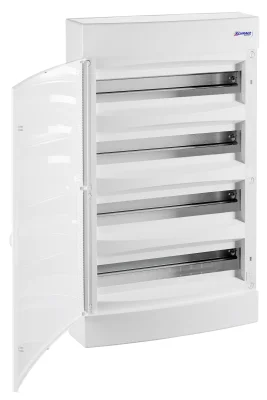 Surface-mounted distribution board, 4 rows, 72 modules, white door
