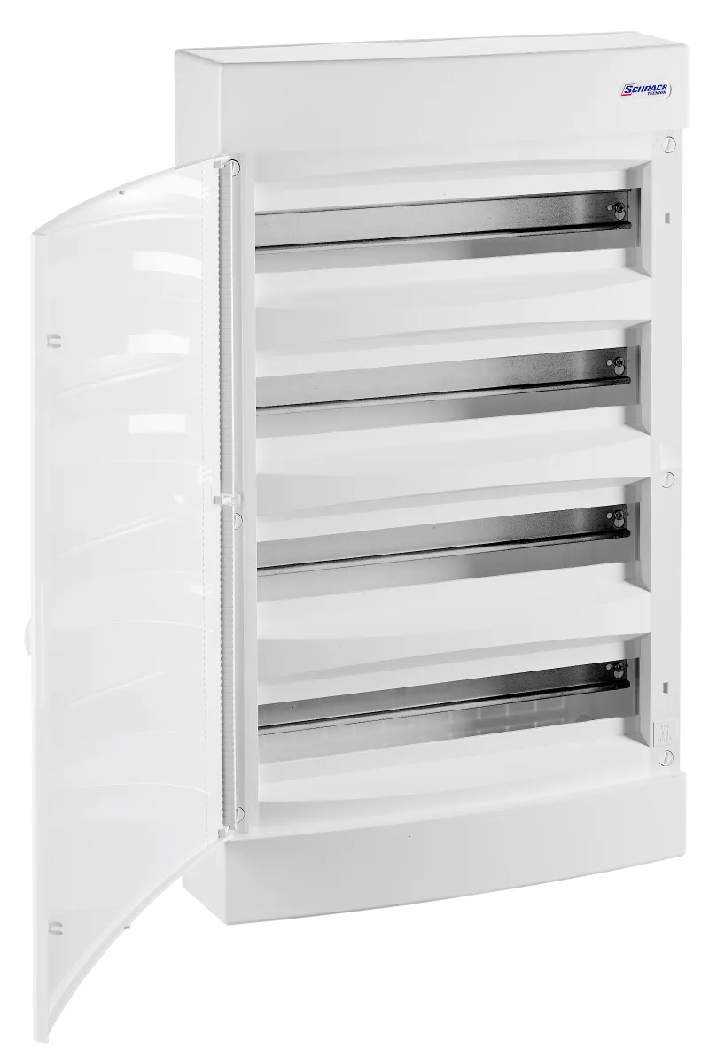 Surface-mounted distribution board, 4 rows, 72 modules, white door