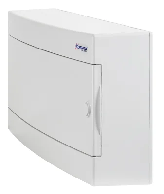 Flush-mounted distribution board, 1 row, 24 modules, white door