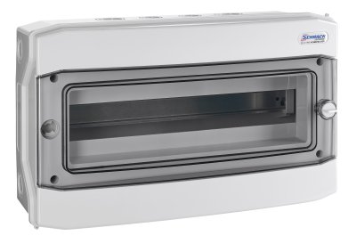 Щит накладной,1  ряд,18 мод, прозр.дверца, IP65