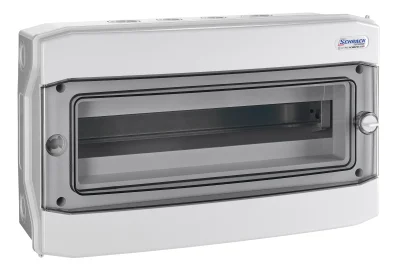 Щит накладной, 1 ряд, 18 мод, прозр.дверца, IP65