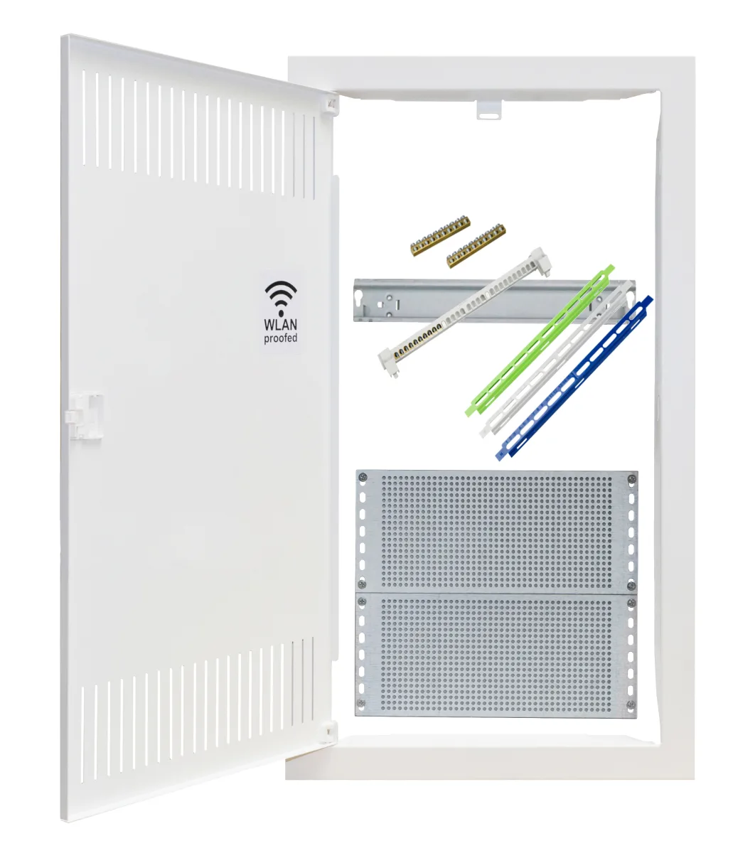 Door and frame for enclosure, 3-row, 12+2 modules + 2 mounting panels