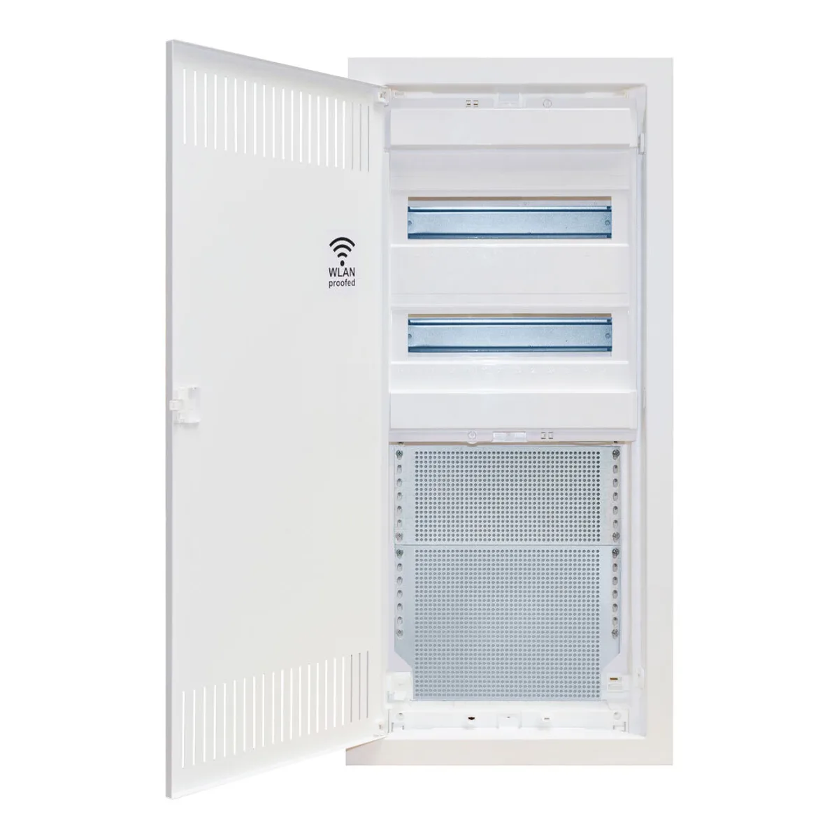 Recessed combined distribution board, 24+4 modules+2 IT mounting panels, metal door