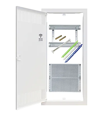 Recessed combined distribution board, 24+4 modules+2 IT mounting panels, metal door