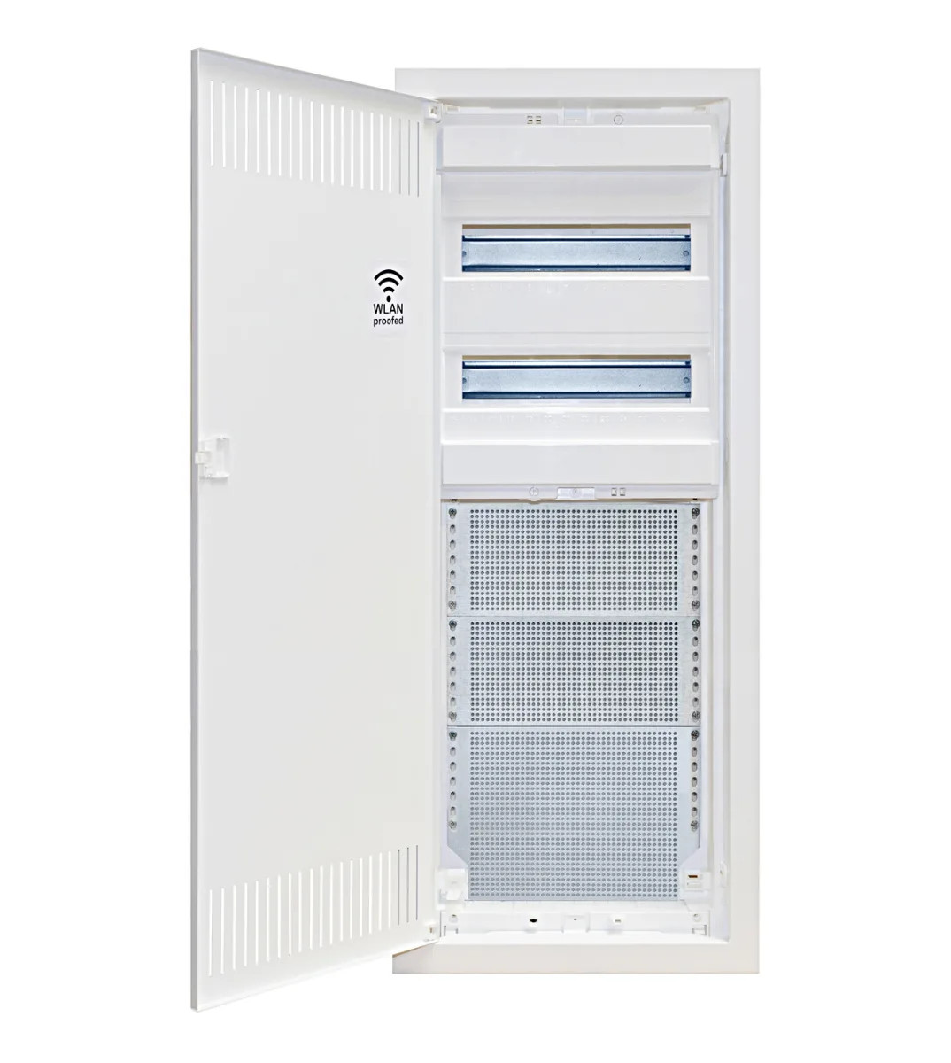 Recessed combination electrical enclosure, 24+4 mod.+3 IT mounting panels, metal door