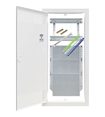 Recessed combination electrical enclosure, 24+4 mod.+3 IT mounting panels, metal door