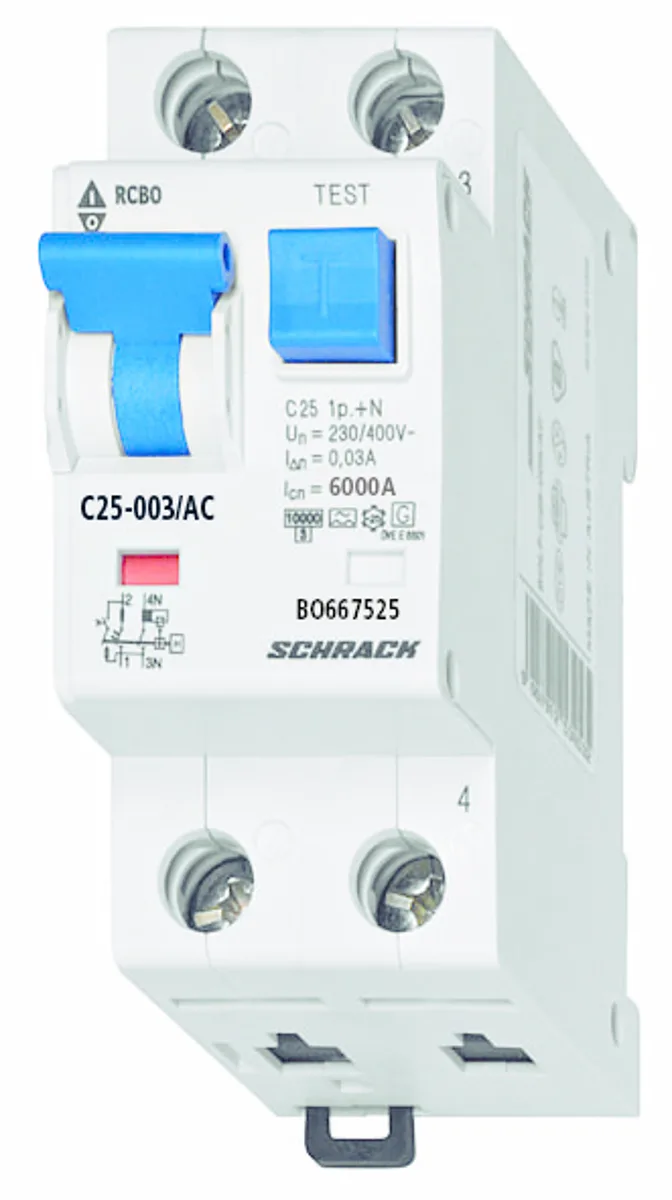 RCCB C25A/1+N/6kA/30mA/AC, Series B