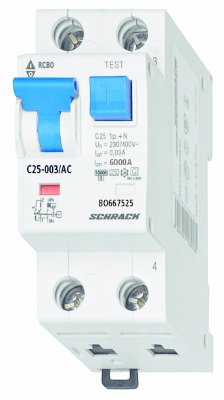 Дифференциальный автомат C25А/1+N/6кА/30мА/A