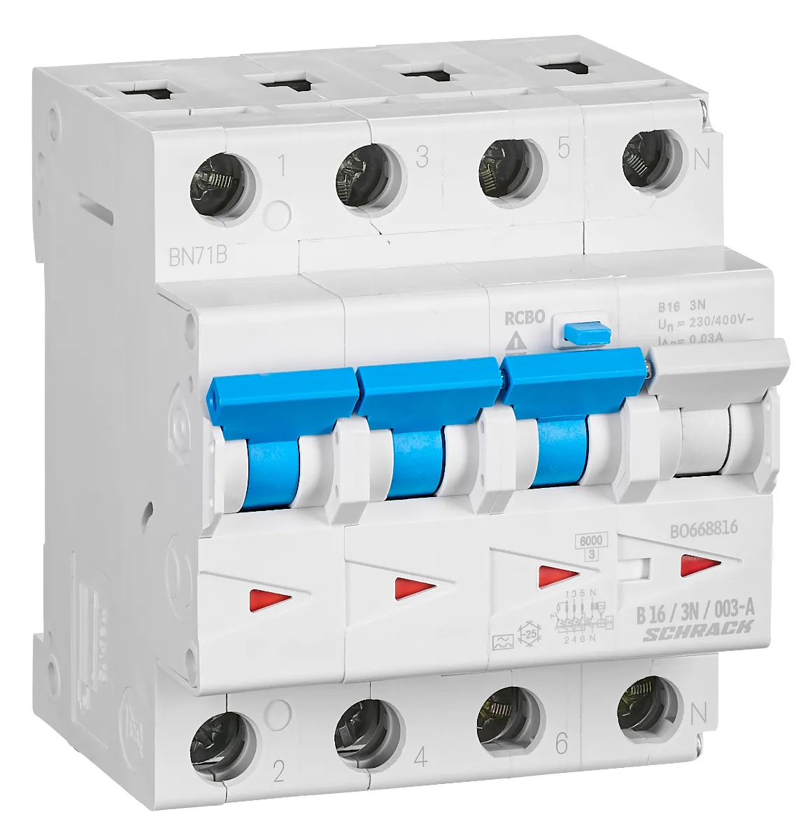 АВДТ B16А/3+N/6кА/30мА/А, серия B