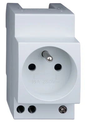 DIN-rail French socket, screw terminals, 16A, 250V, N - left