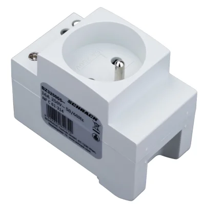 DIN-rail French socket, screw terminals, 16A, 250V, N - left
