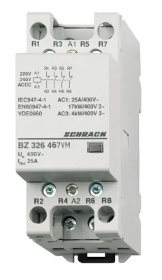 Контактор модульный 25A/4NC/230VACDC/2MW