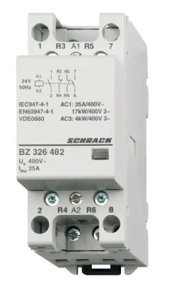 Контактор модульный 25A/2NO+2NC/24VAC/2MW