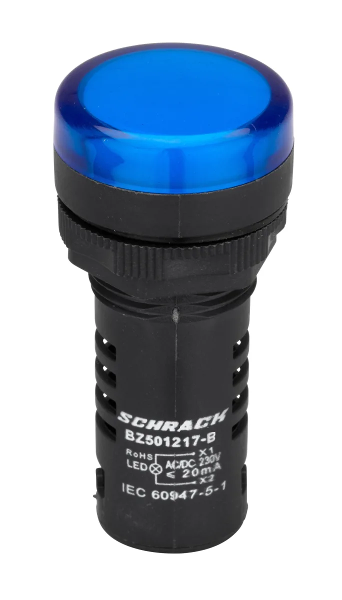 Индикатор LED 230VAC/DC, синий IP65