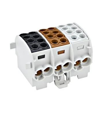 Copper terminal block 3-pole/1p-2×35+2×25mm², black/gray/brown