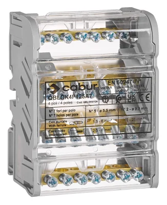 4-pole terminal block 100A, 2×25mm² 5×6mm²