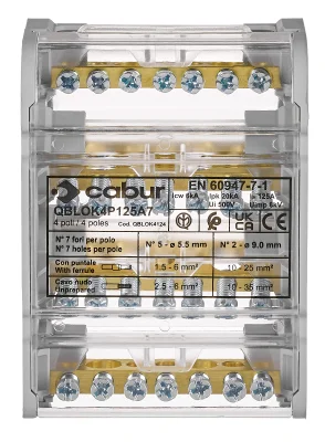 4-pole terminal block 100A, 2×25mm² 5×6mm²